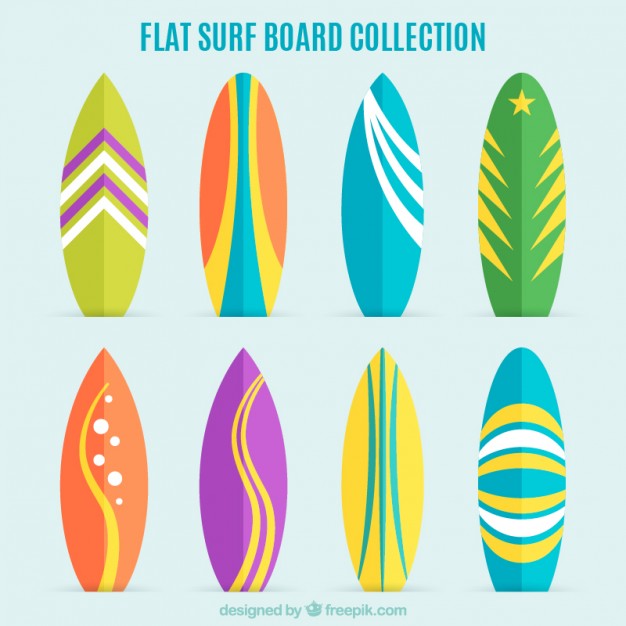 626x626 Collection Of Flat And Colorful Surfboard Vector Free Download