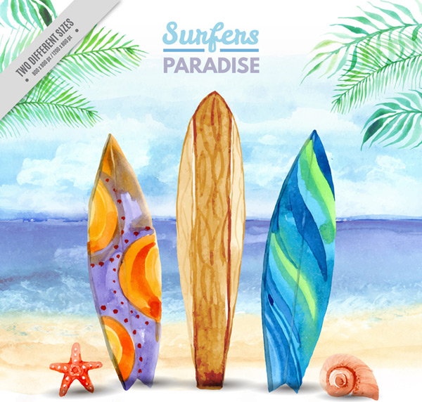600x572 Sand On A Surfboard Vector Ai Free Download
