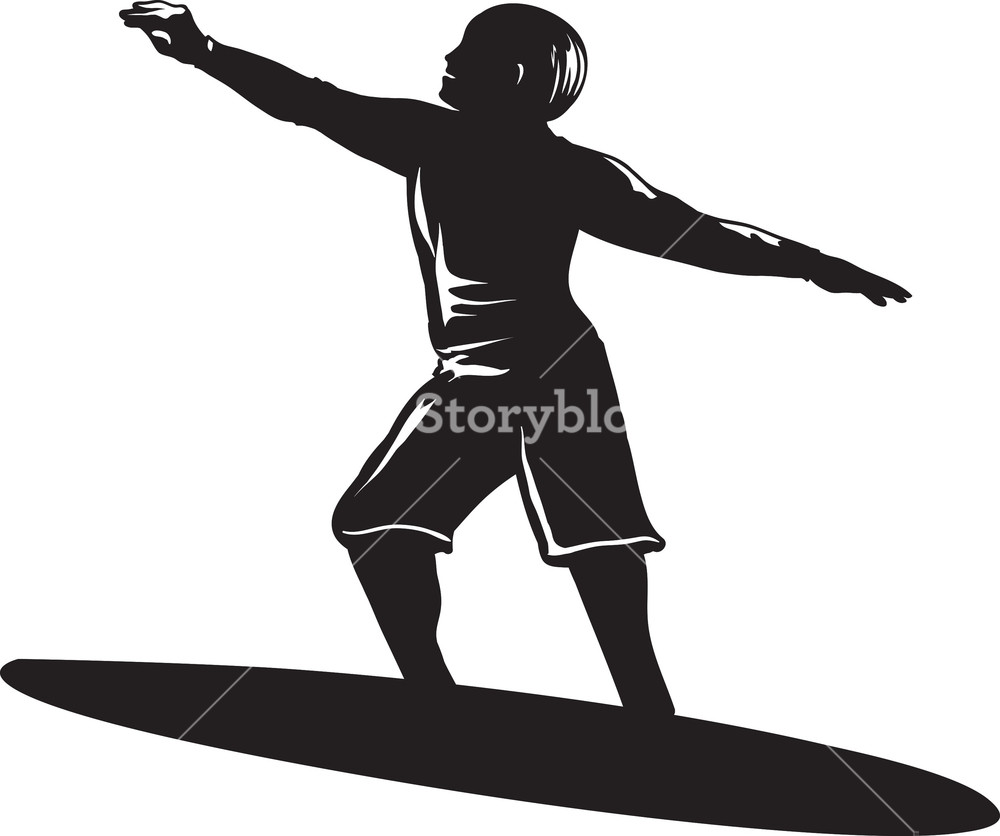 1000x836 Vector Surfer Silhouette Royalty Free Stock Image