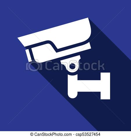 450x470 White Surveillance Camera On A Blue Square Clipart Vector