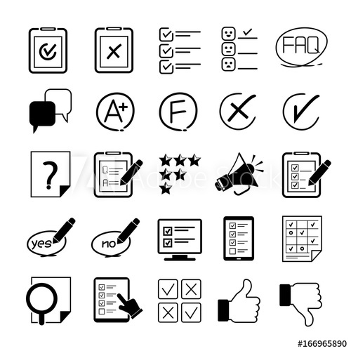 500x500 Quiz, Questionnaire, Survey Icon Set
