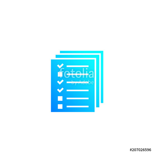 500x500 Tests, Survey Vector Icon On White Stock Image And Royalty Free