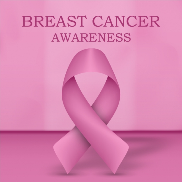 640x640 Realistic Pink Ribbon, Breast Cancer Awareness Symbol, Vector