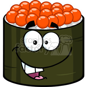 300x300 Royalty Free Illustration Funny Sushi Roll Cartoon Mascot