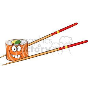 300x300 Royalty Free Illustration Smiling Sushi Roll Cartoon Mascot