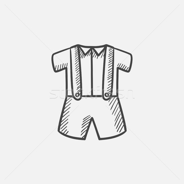 600x600 Baby Shirt And Shorts With Suspenders Sketch Icon. Vector