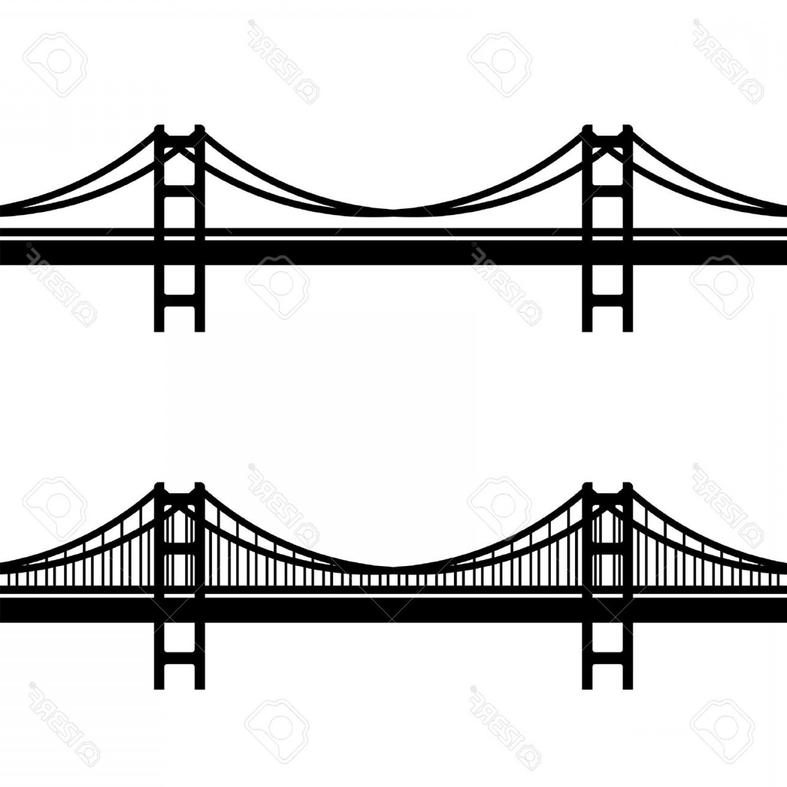 1560x1560 Photostock Vector Vector Metal Cable Suspension Bridge Black