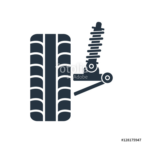 500x500 Car Suspension, Wheel Front, Tire, Isolated Icon On White Backgr