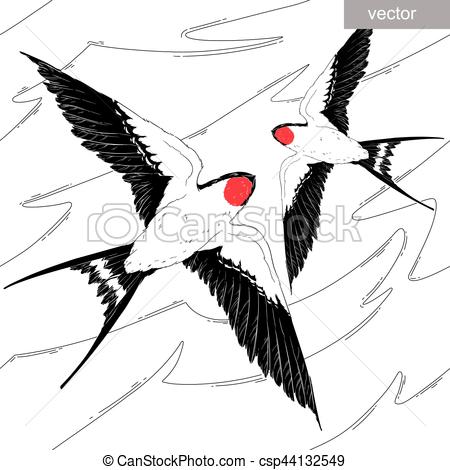 450x470 Seamless Pattern Fly Swallow Bird In The Sky Realistic Wings. Vector.