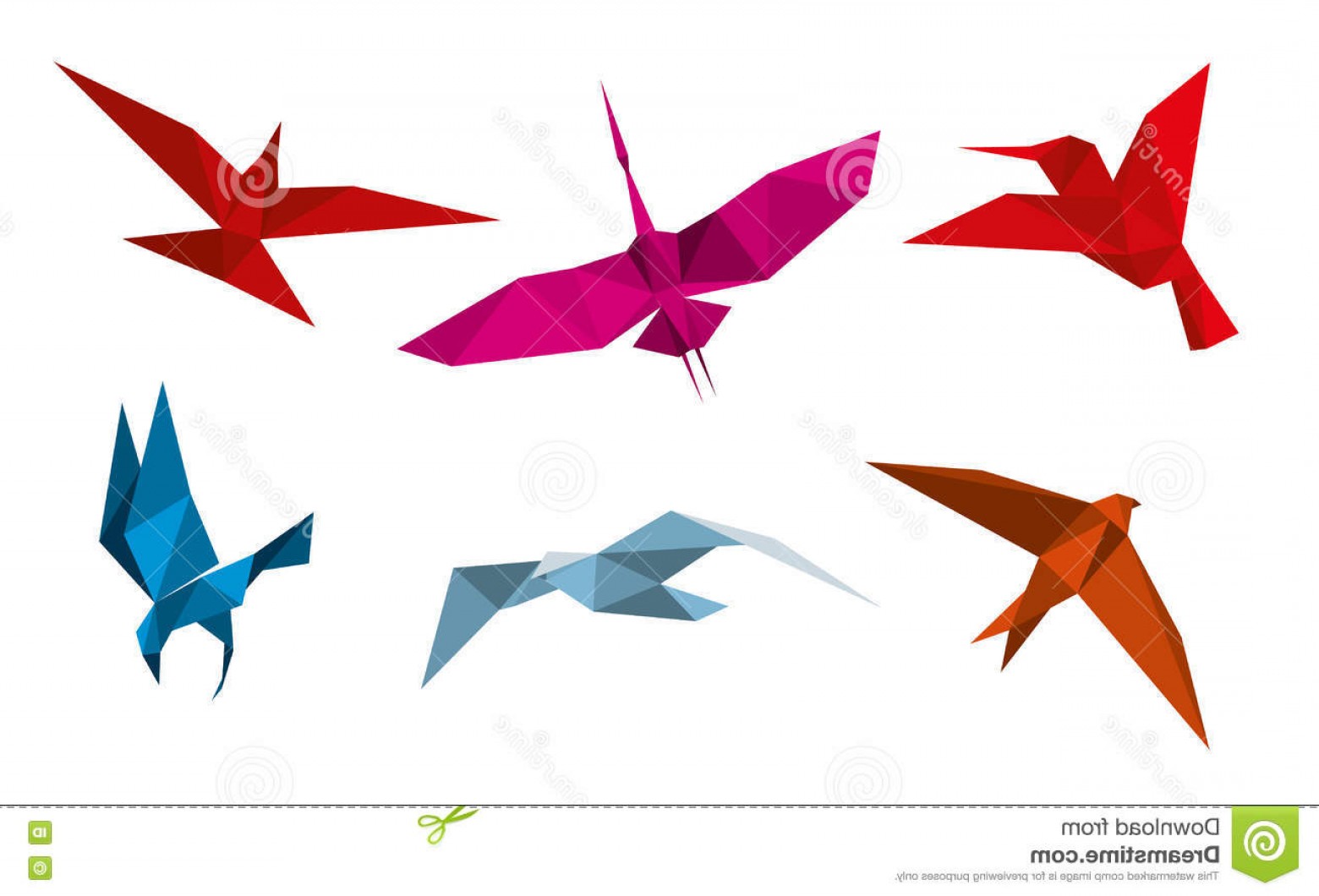 1560x1060 Stock Illustration Vector Origami Birds Flight Animal Dove Bird