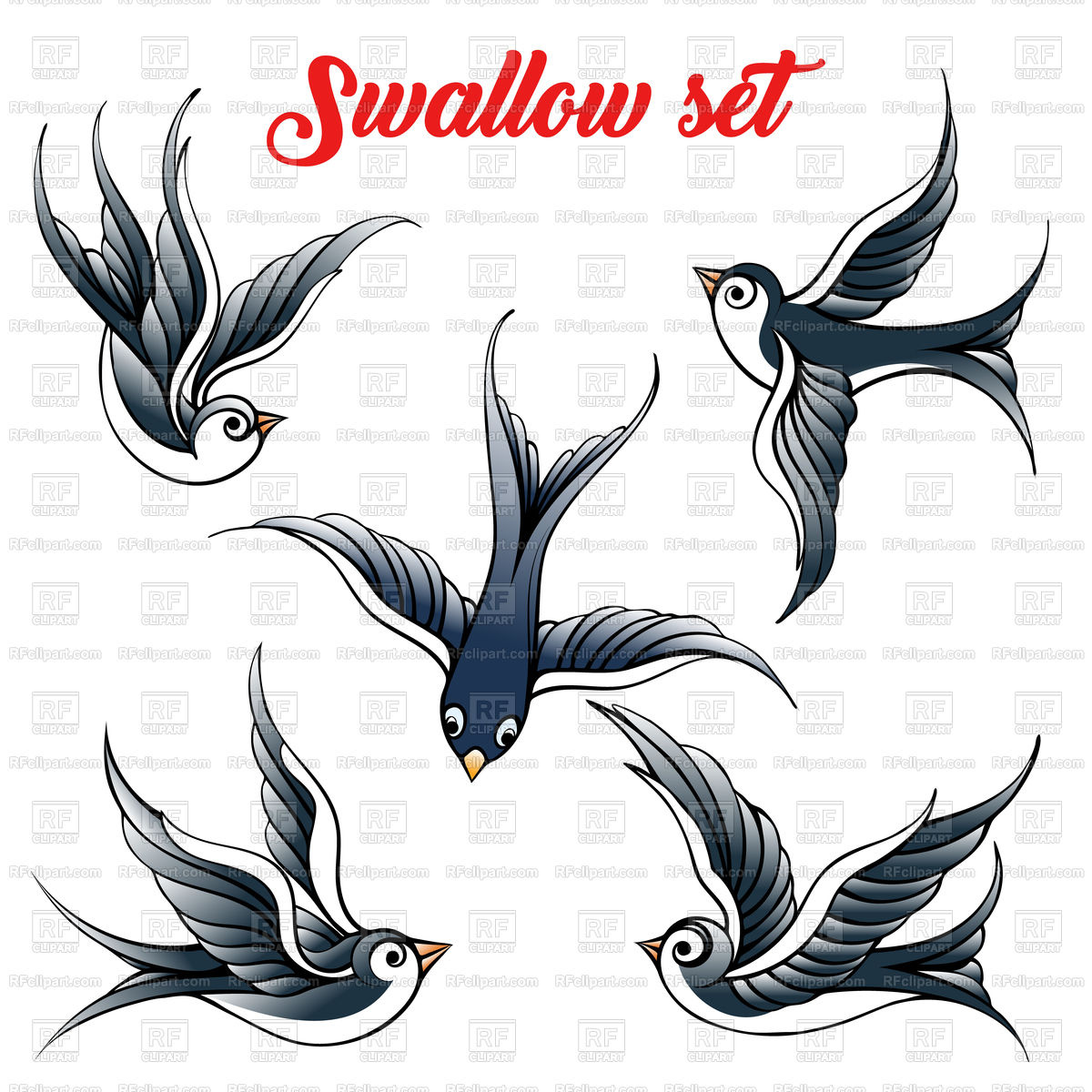 1200x1200 Set Of The Swallow Vector Image Vector Artwork Of Plants And