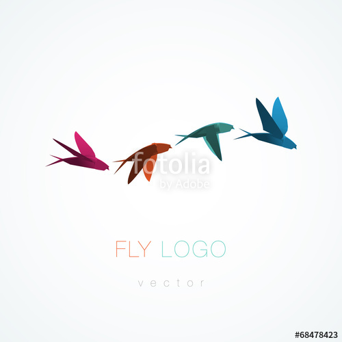 500x500 Origami Flying Swallow Vector Stock Image And Royalty Free Vector