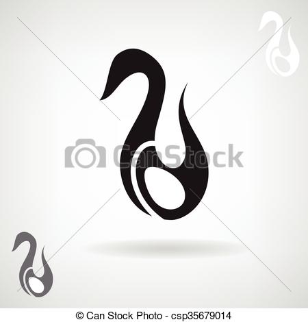 450x470 Stylized Silhouette Of A Swan. Vector Illustration.
