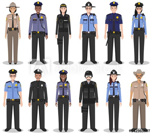 500x442 Police People Concept. Set Of Different Detailed Illustration Of