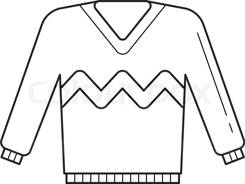 800x599 Sweater Vector Line Icon Isolated On White Background. Attire Line