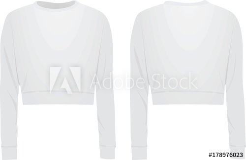 500x326 Women White Crop Sweater. Vector Illustration