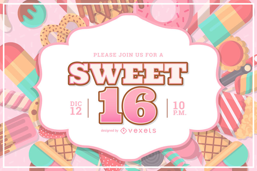 855x570 Sweet 16 Party Invitation Design