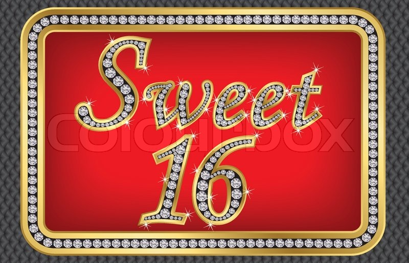 800x514 Sweet 16 Years Anniversary, Happy Birthday Golden Icon With