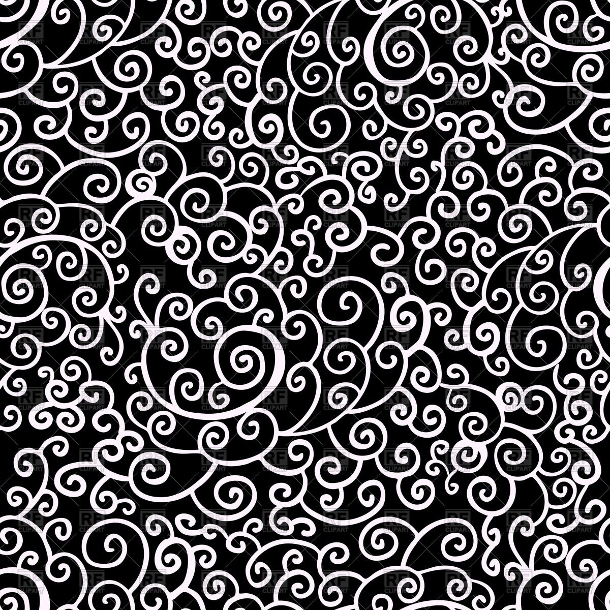 1200x1200 Black And White Abstract Swirl Seamless Pattern Vector Image