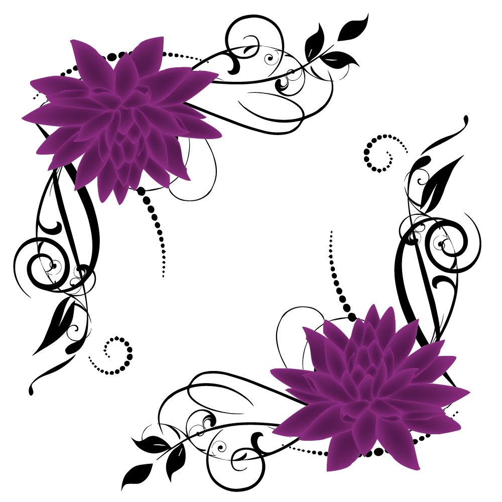 1000x1000 Purple Lotus Swirl Border Vector Angela