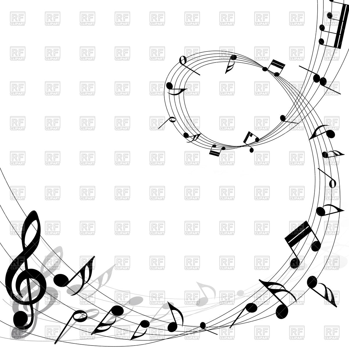 1200x1200 Musical Notes Swirl Design Background Vector Image Vector