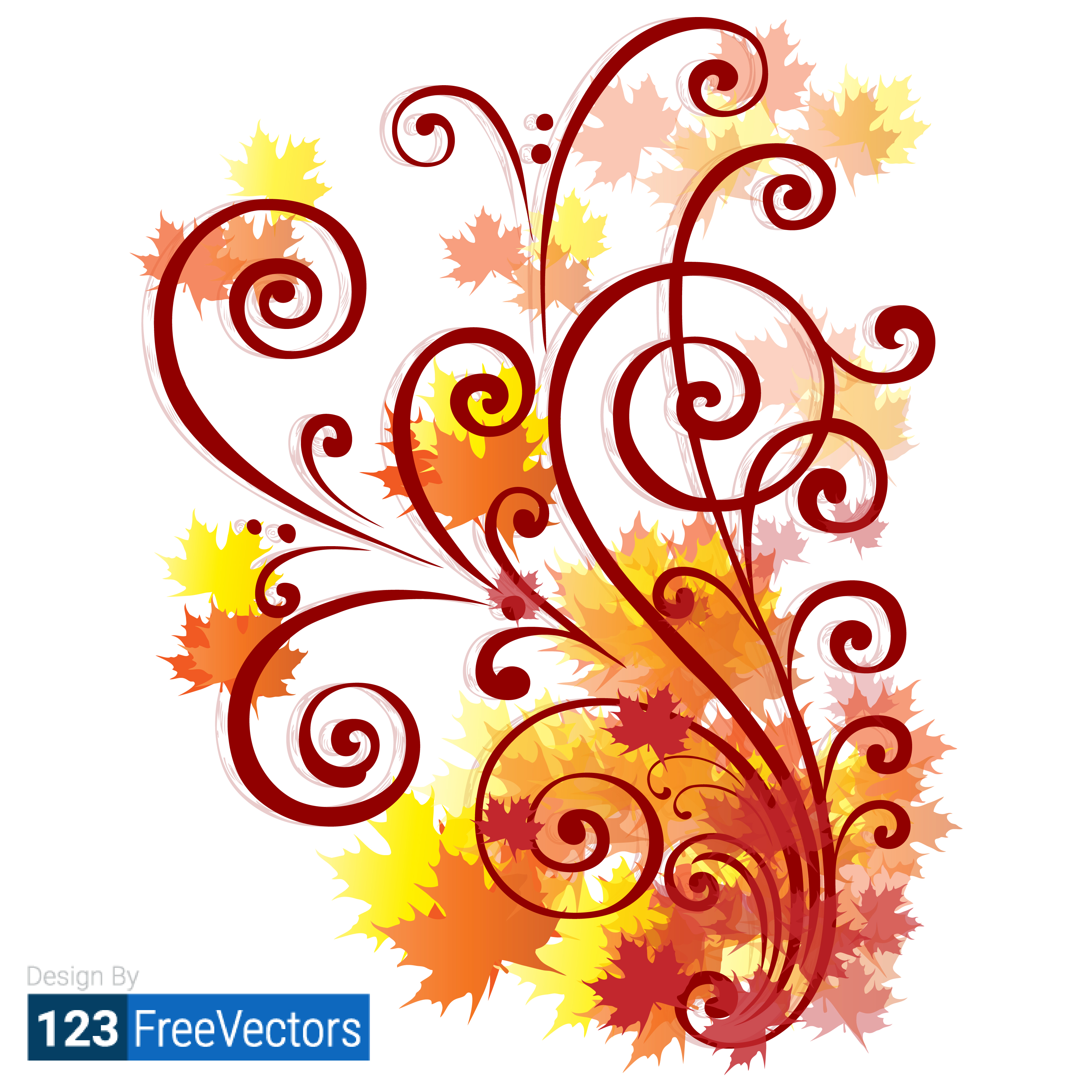 3333x3333 Free Autumn Swirl Vector 123freevectors
