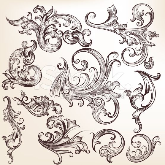 556x556 Collection Of Vector Flourishes And Swirls Vector Art, Royalty