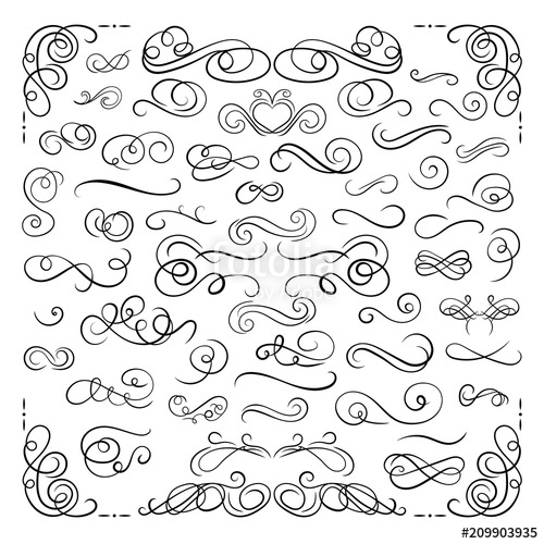 500x500 Vector Design Decorative Elements Set, Isolated On White Swirly