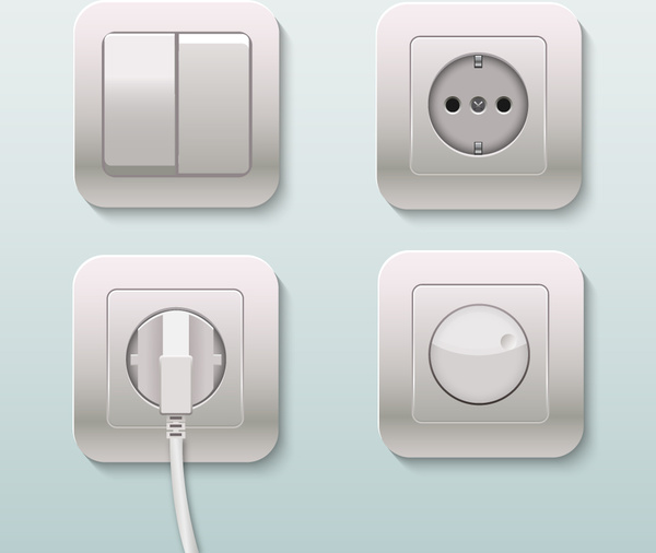 600x506 Plugs Sockets And Switches Realistic Vector Illustration Free