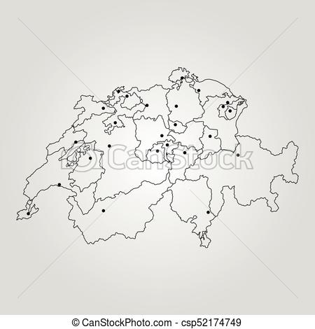 450x470 Map Of Switzerland. Vector Illustration. World Map.