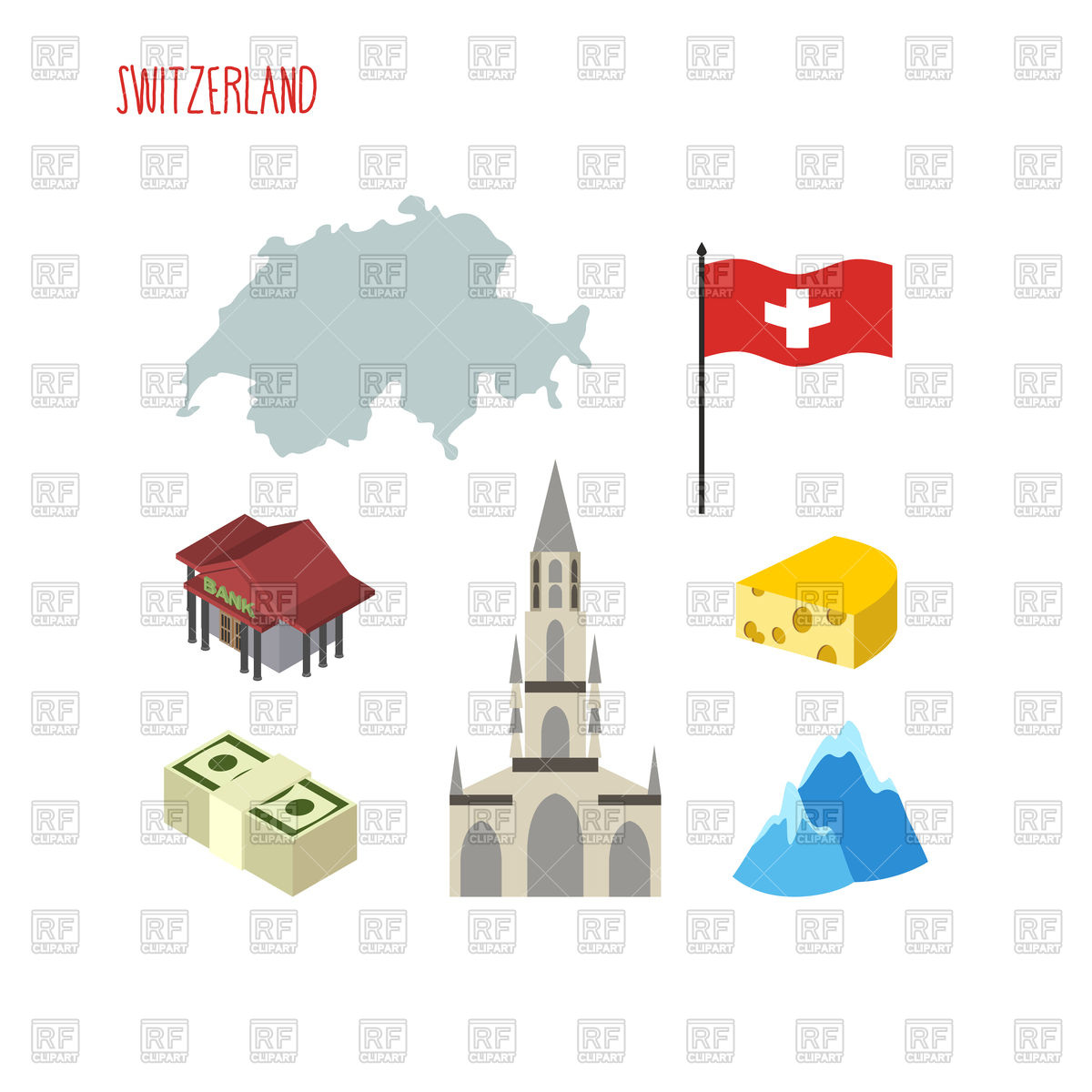 1200x1200 Set Of Icons For Switzerland Vector Image Vector Artwork Of