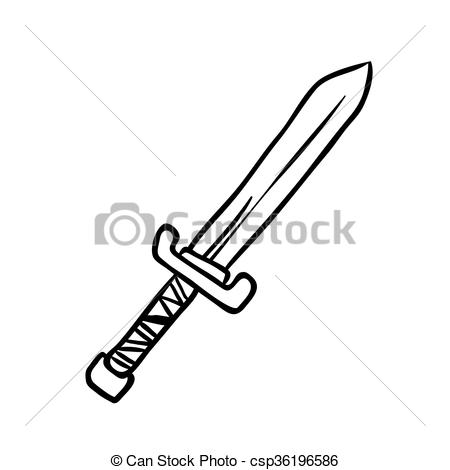 450x470 Simple Black And White Sword Cartoon.
