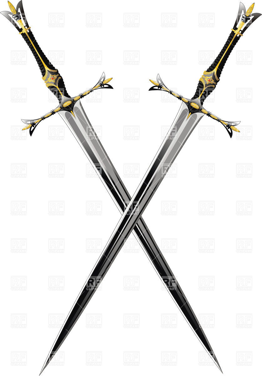 837x1200 Two Crossed Antique Swords With Ornate Hilts Vector Image Vector
