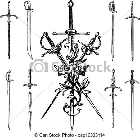 450x444 Vector Clipart Sword