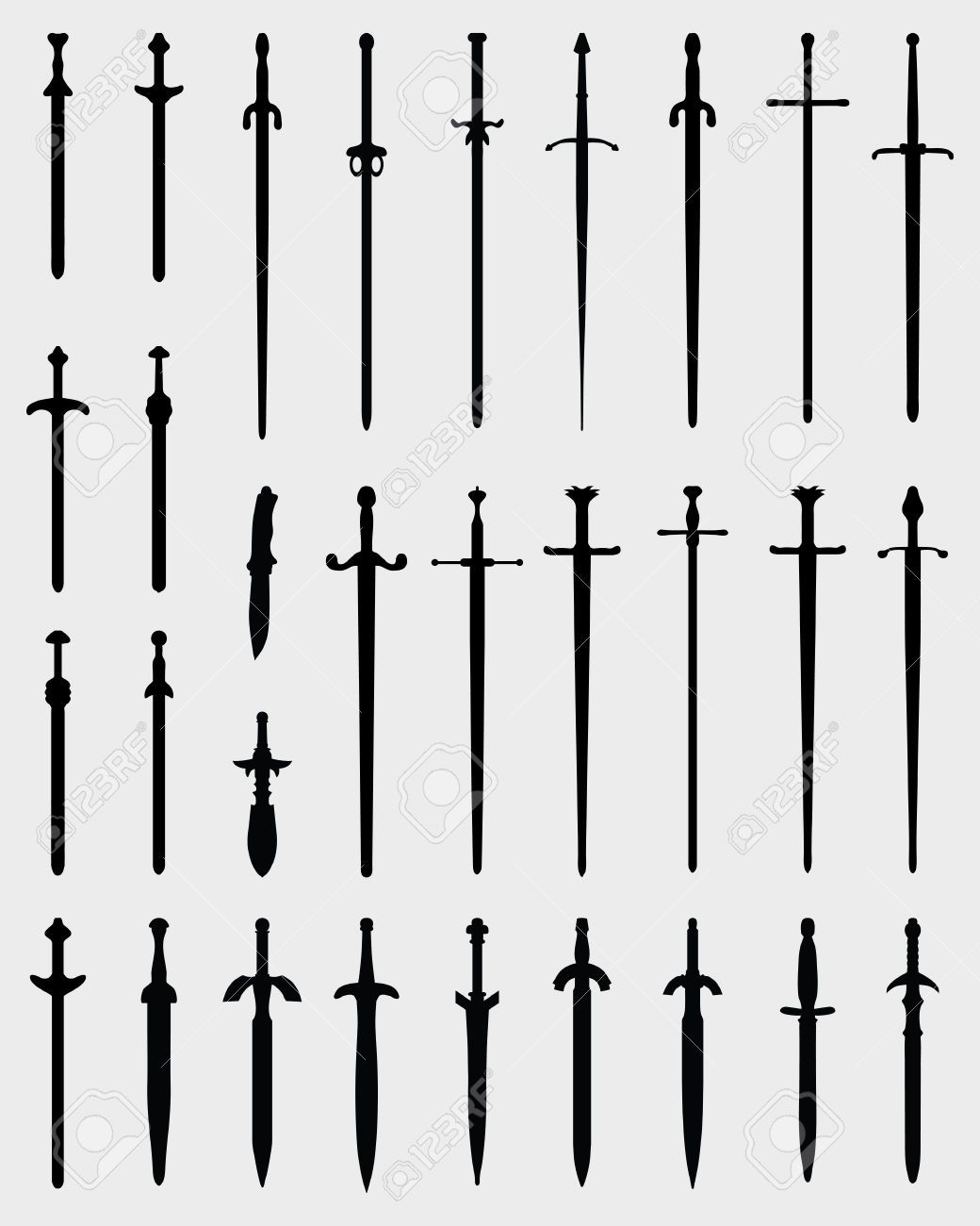 1040x1300 Black Silhouettes Of Swords, Vector In 2018 Spizdit