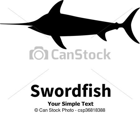 450x362 Vector Illustration Silhouette Of Swordfish. Isolated On White