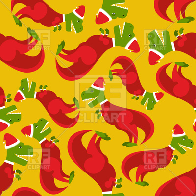 400x400 Santa Claus T Rex Seamless Pattern Vector Image Vector Artwork