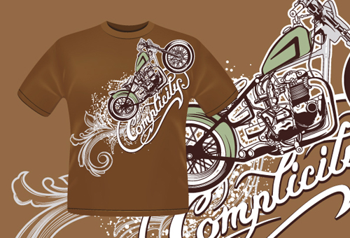 500x340 Vintage Car Elements T Shirt Design Vector 05 Free Download