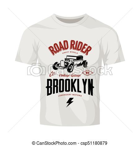 450x470 Vintage Hot Rod Vector Logo Concept Isolated On White T Shirt Mock