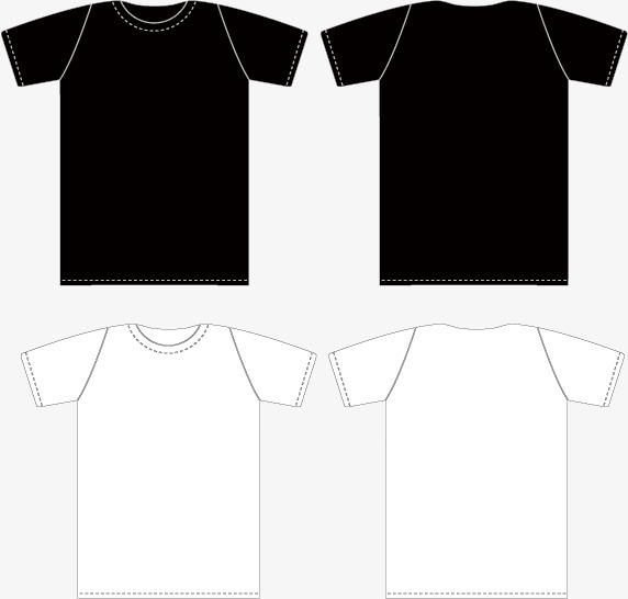 572x546 Vector Black And White T Shirt Template Front And Back, Black