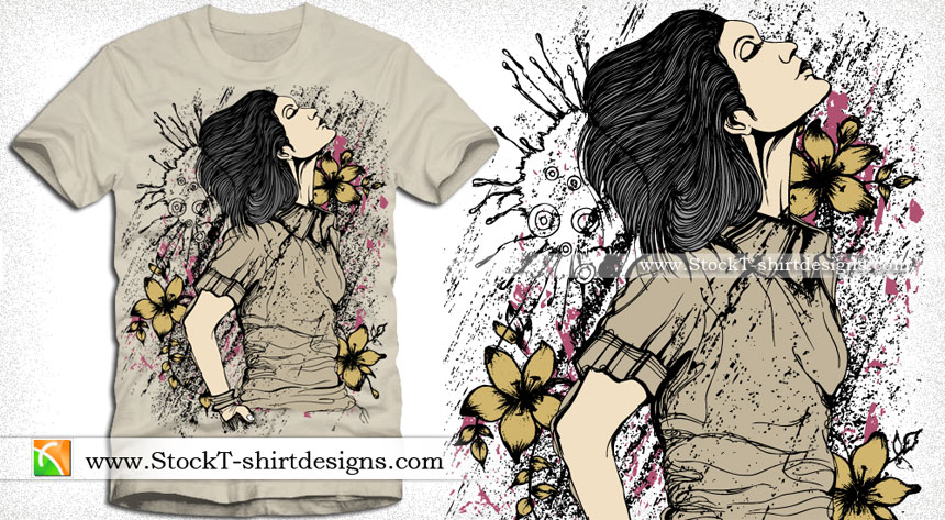 860x473 Beautiful Woman With Flower Vector T Shirt Design Vector T Shirt