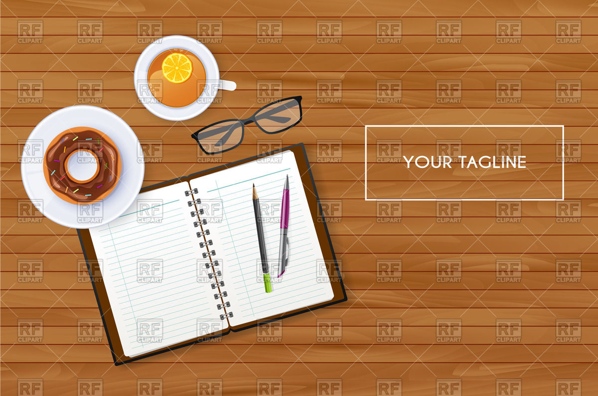 1200x795 Notebook Glasses, Donut And Cup Of Tea On Wooden Table