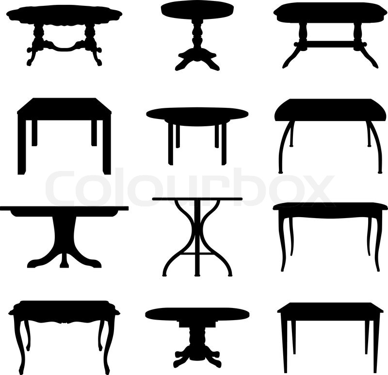 800x772 Collection Of Different Tables Silhouettes Vector Illustration