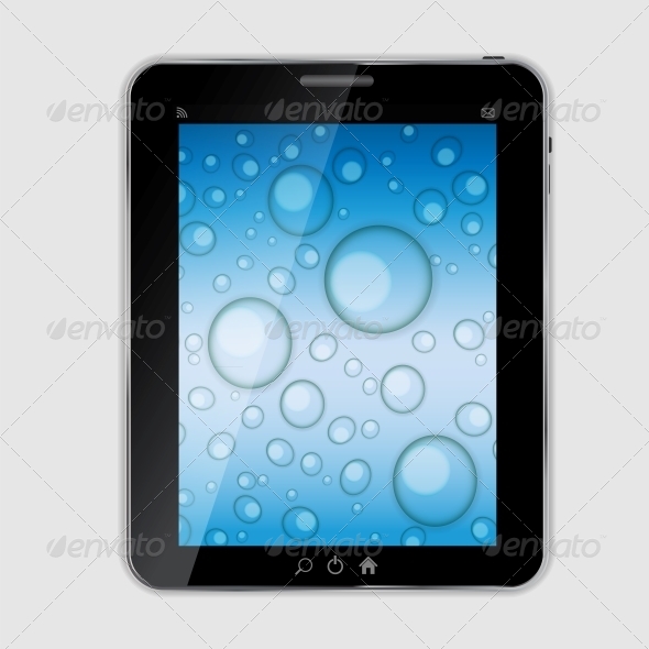 590x590 Tablet Icon Vector Illustration With Waterdrops By Yganko