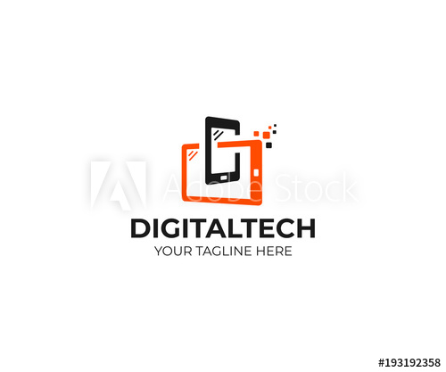 500x417 Digital Technology Logo Template. Mobile Phone And Tablet Vector