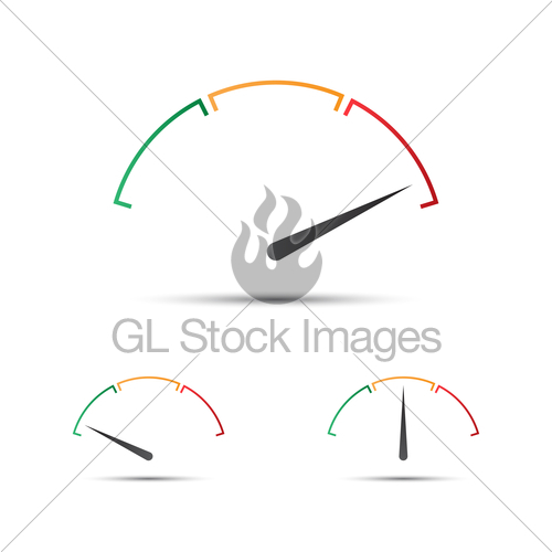 500x500 Set Of Simple Vector Tachometer With Indicator In Green, Gl