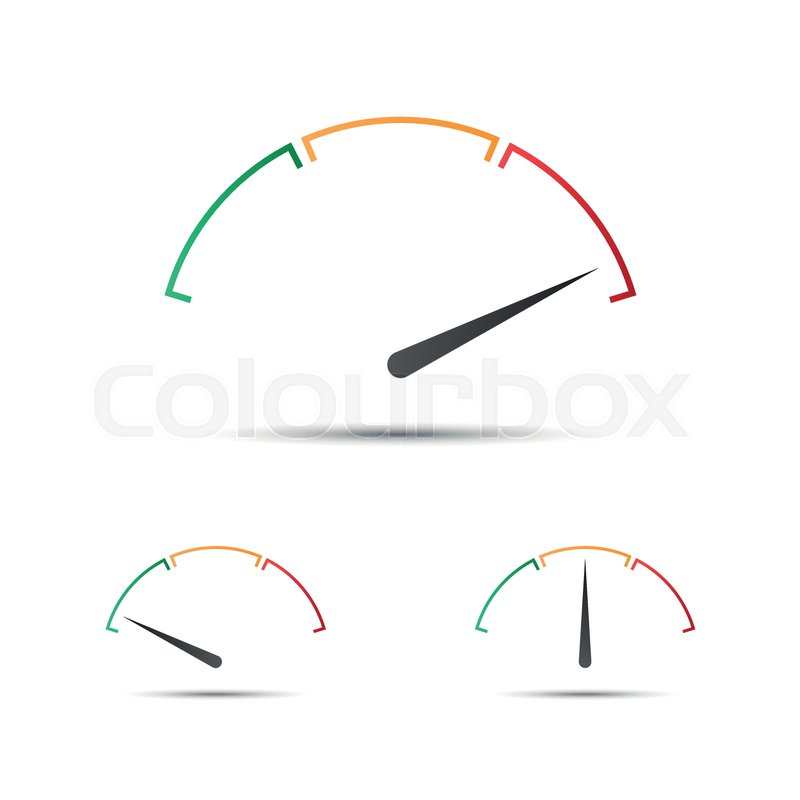 800x800 Set Of Simple Vector Tachometer With Indicator In Green, Yellow