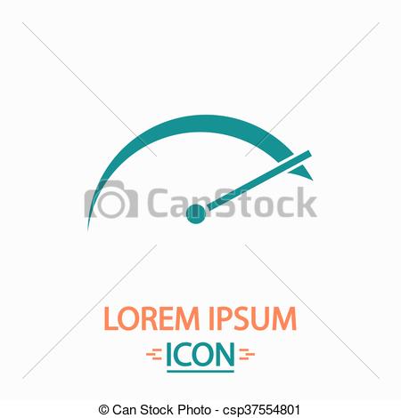 450x470 Tachometer Computer Symbol. Tachometer Flat Icon On White