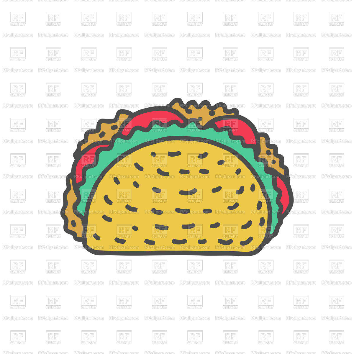 1200x1200 Taco Drawing Cartoon Style Isolated Vector Image Vector Artwork
