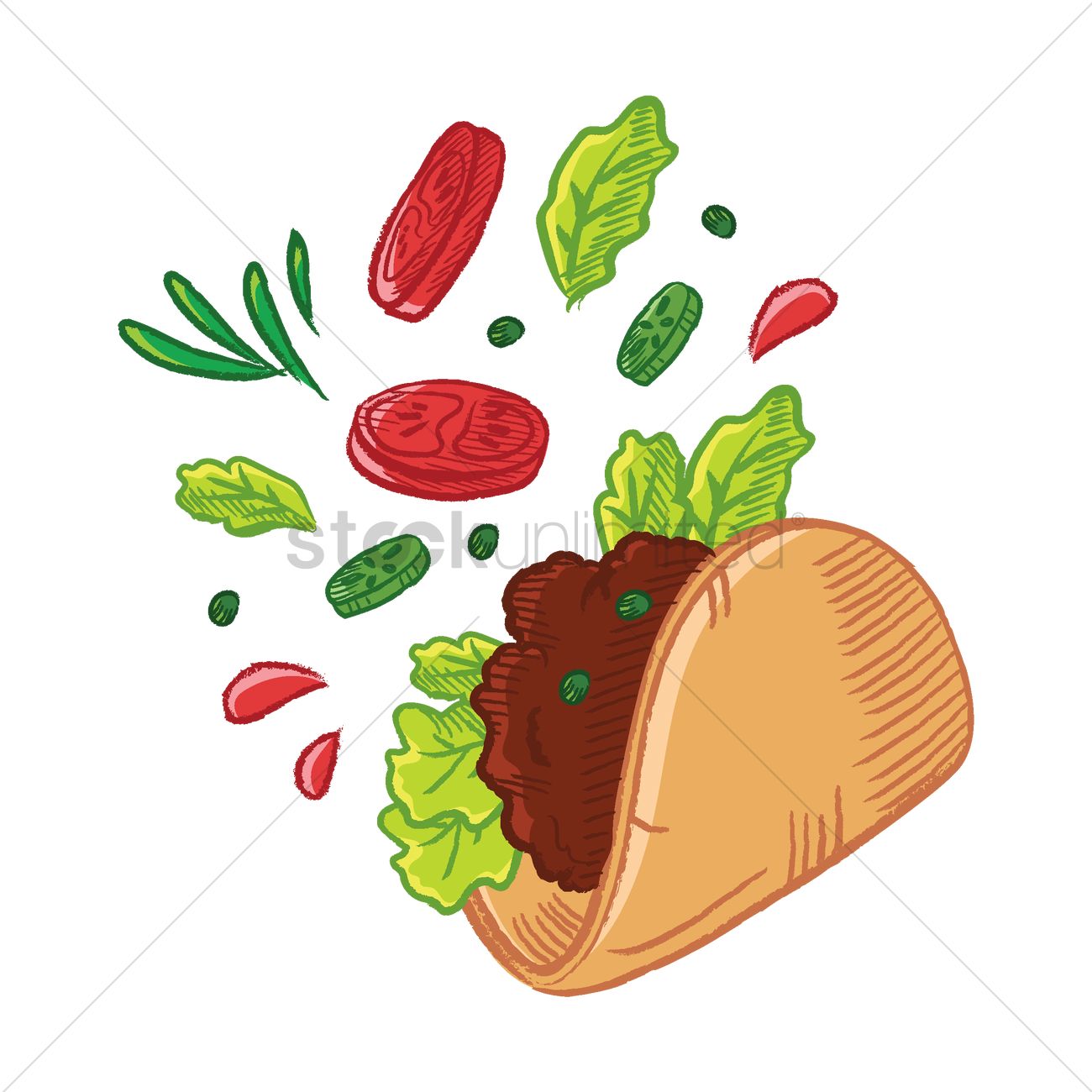 1300x1300 Tossed Tacos Vector Image